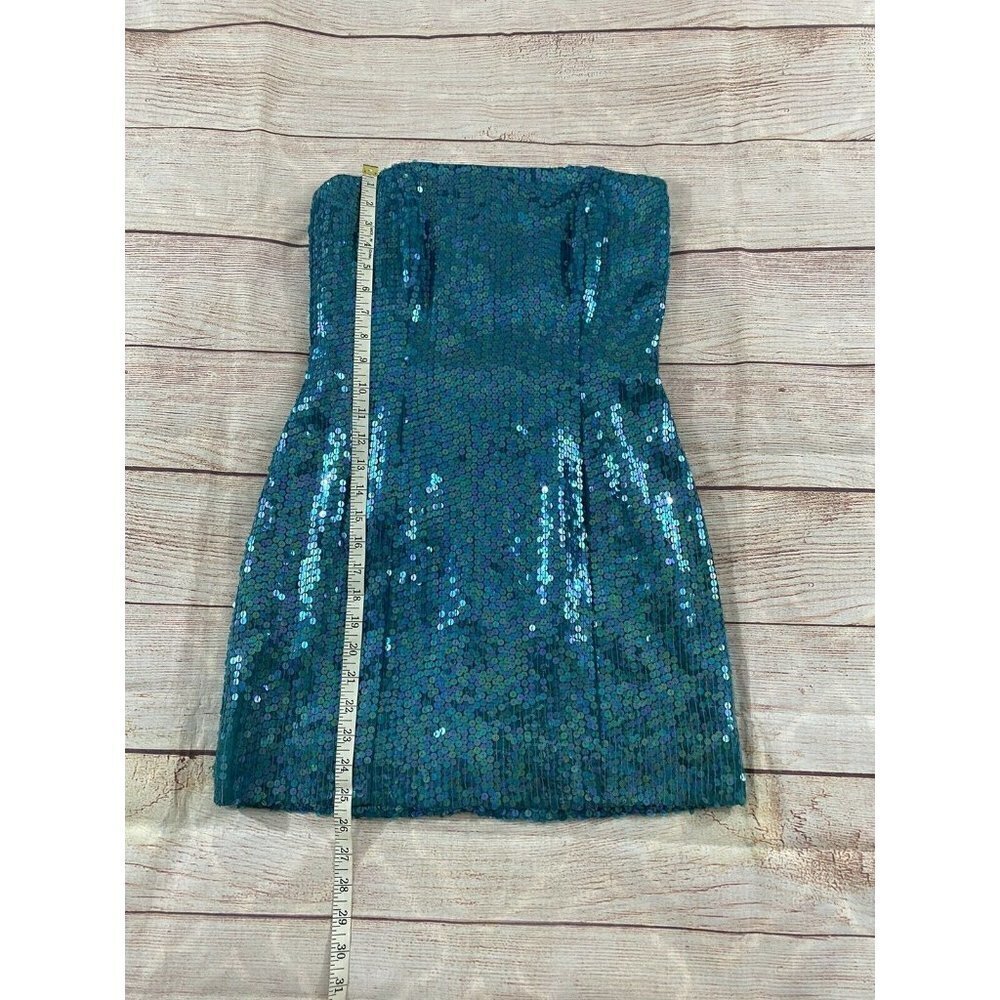 Vintage 1980's Rare Jeanette For St Martin Blue Sequin Strapless Dress - 6 - Picture 4 of 12